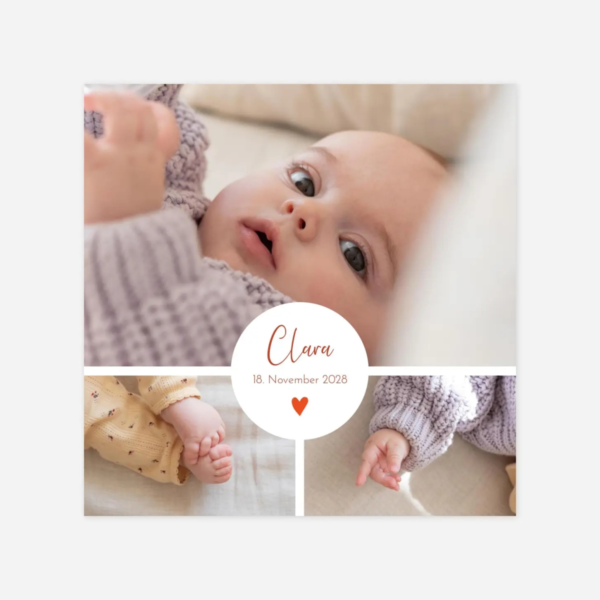 Geburtskarte Herz Medaillon