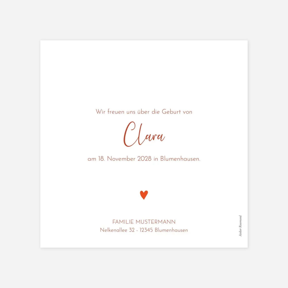 Geburtskarte Herz Medaillon