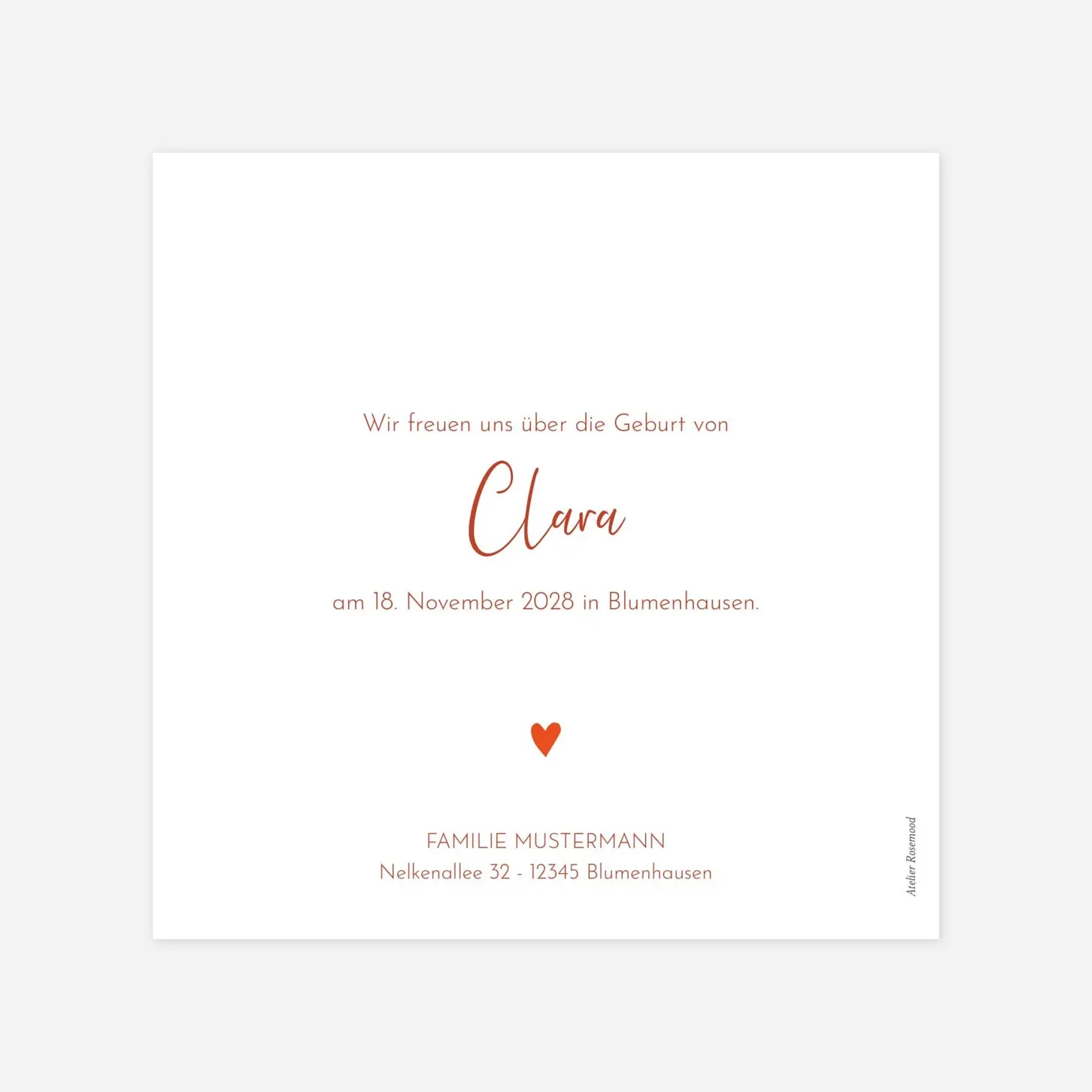 Geburtskarte Herz Medaillon