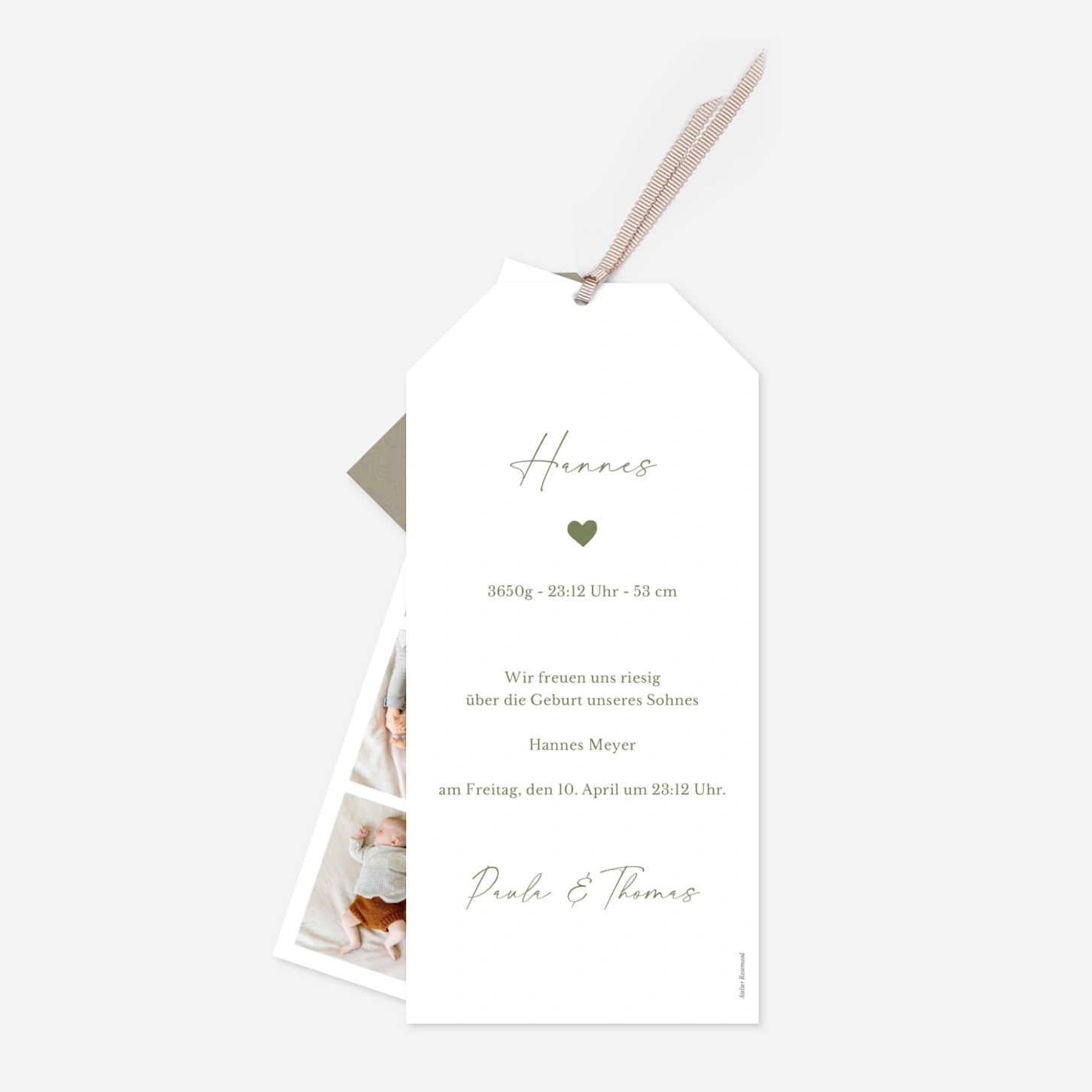 Geburtskarte Goldenes Herzchen