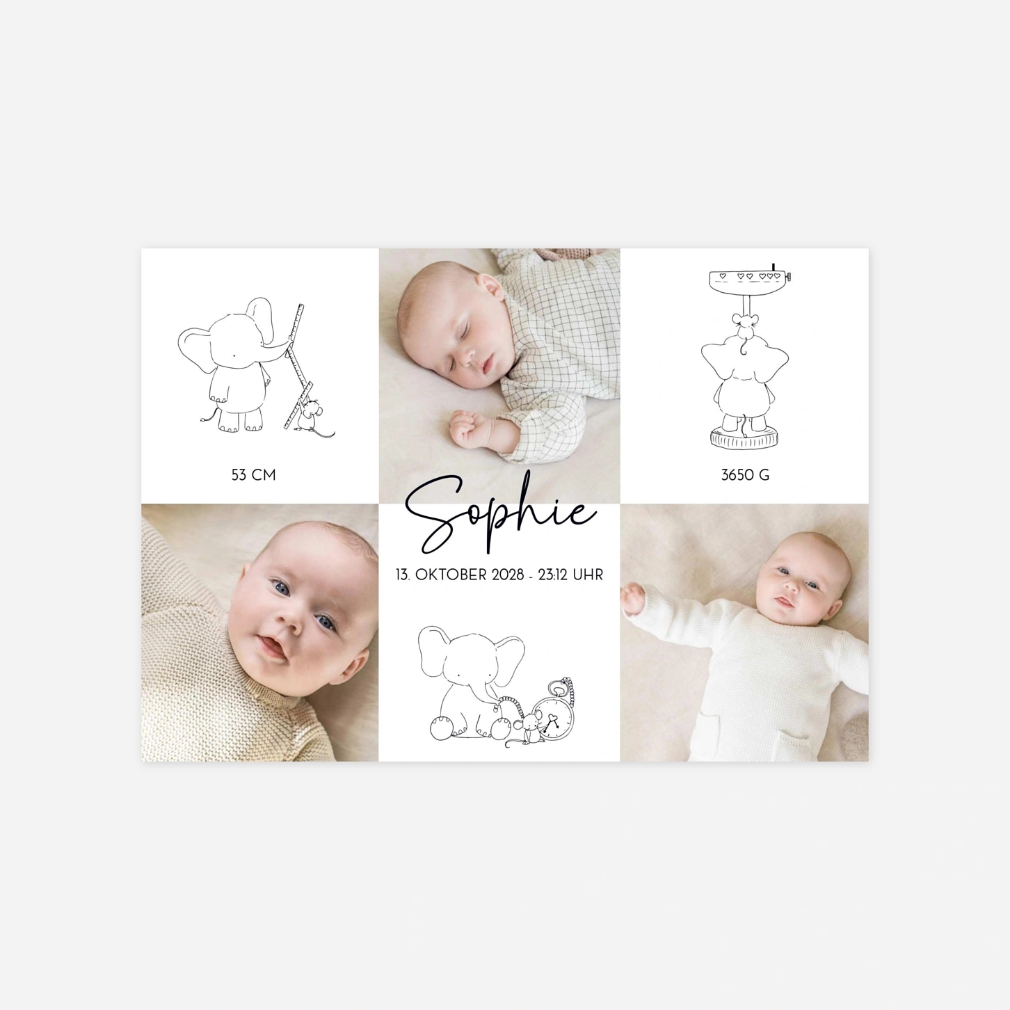 Geburtskarte Kleine Elefanten