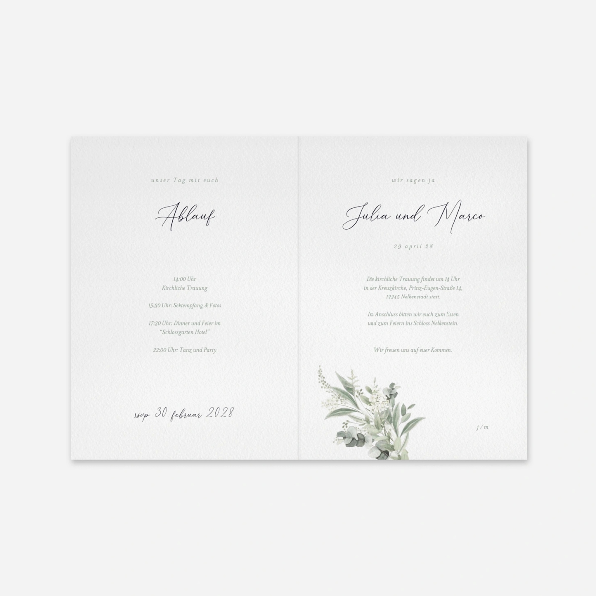 Hochzeitseinladung Immergrüne Eleganz