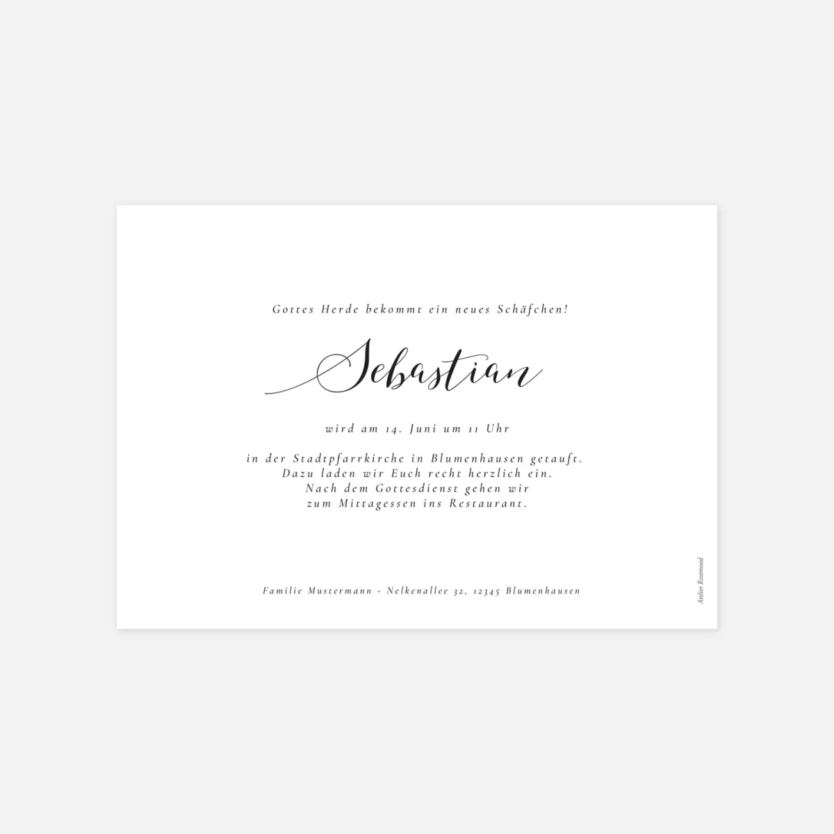 Taufeinladung Kalligraphie