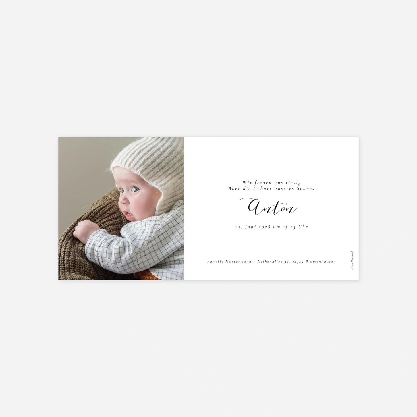 Geburtskarte Kalligraphie