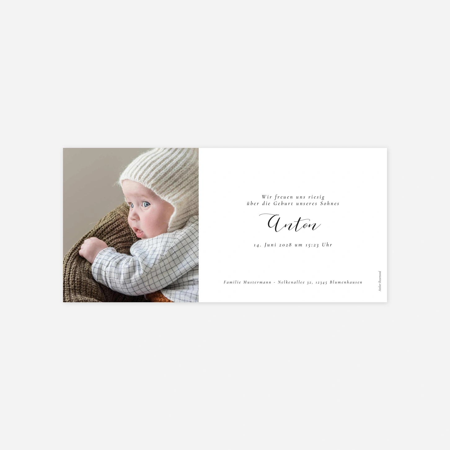 Geburtskarte Kalligraphie