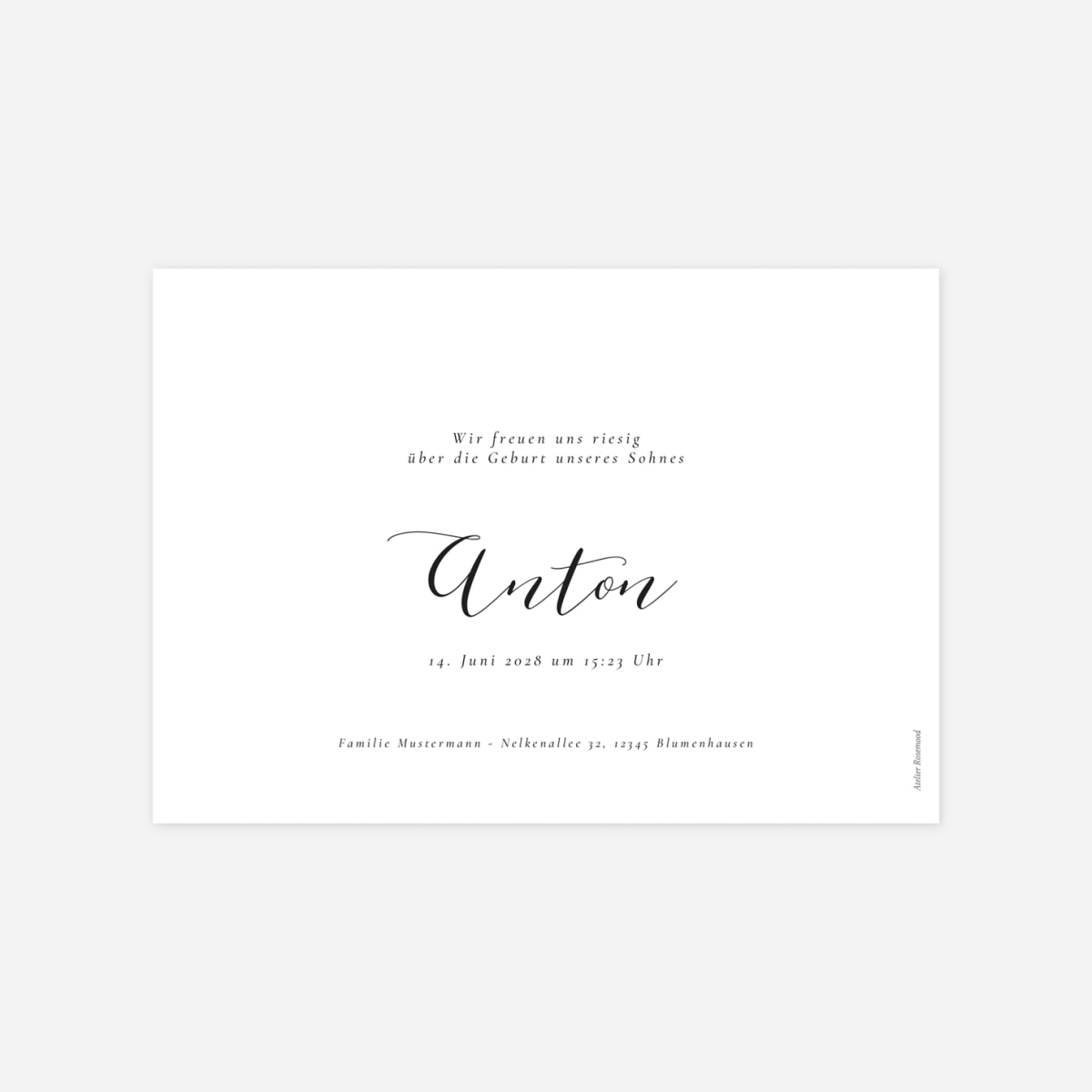 Geburtskarte Kalligraphie