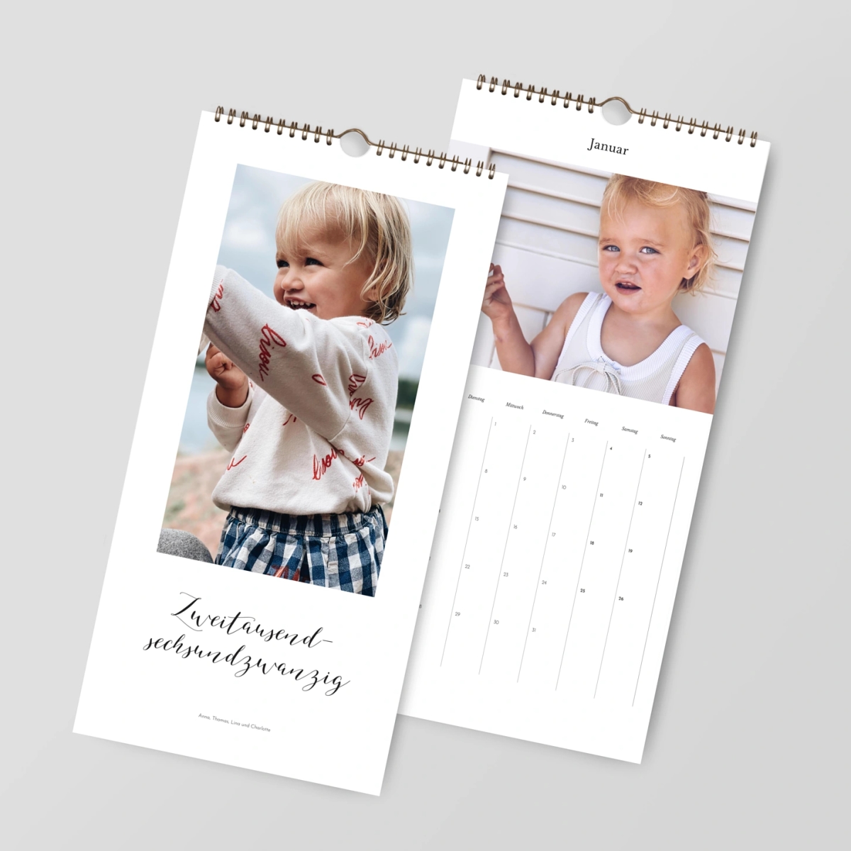 Wandkalender personalisierbare Felder Kalligraphie