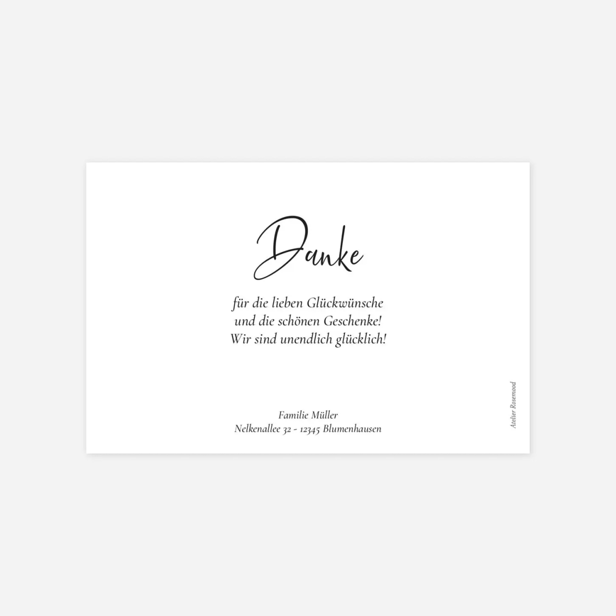 Dankeskarte Geburt Kalligraphie Rahmen