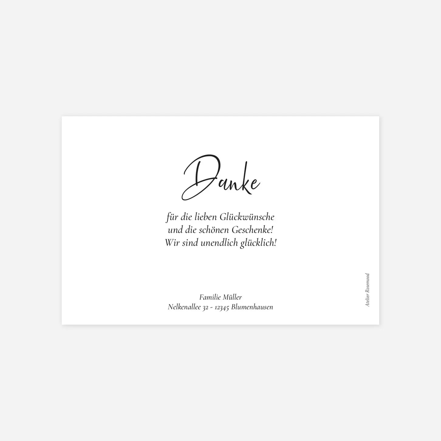 Dankeskarte Geburt Kalligraphie Rahmen