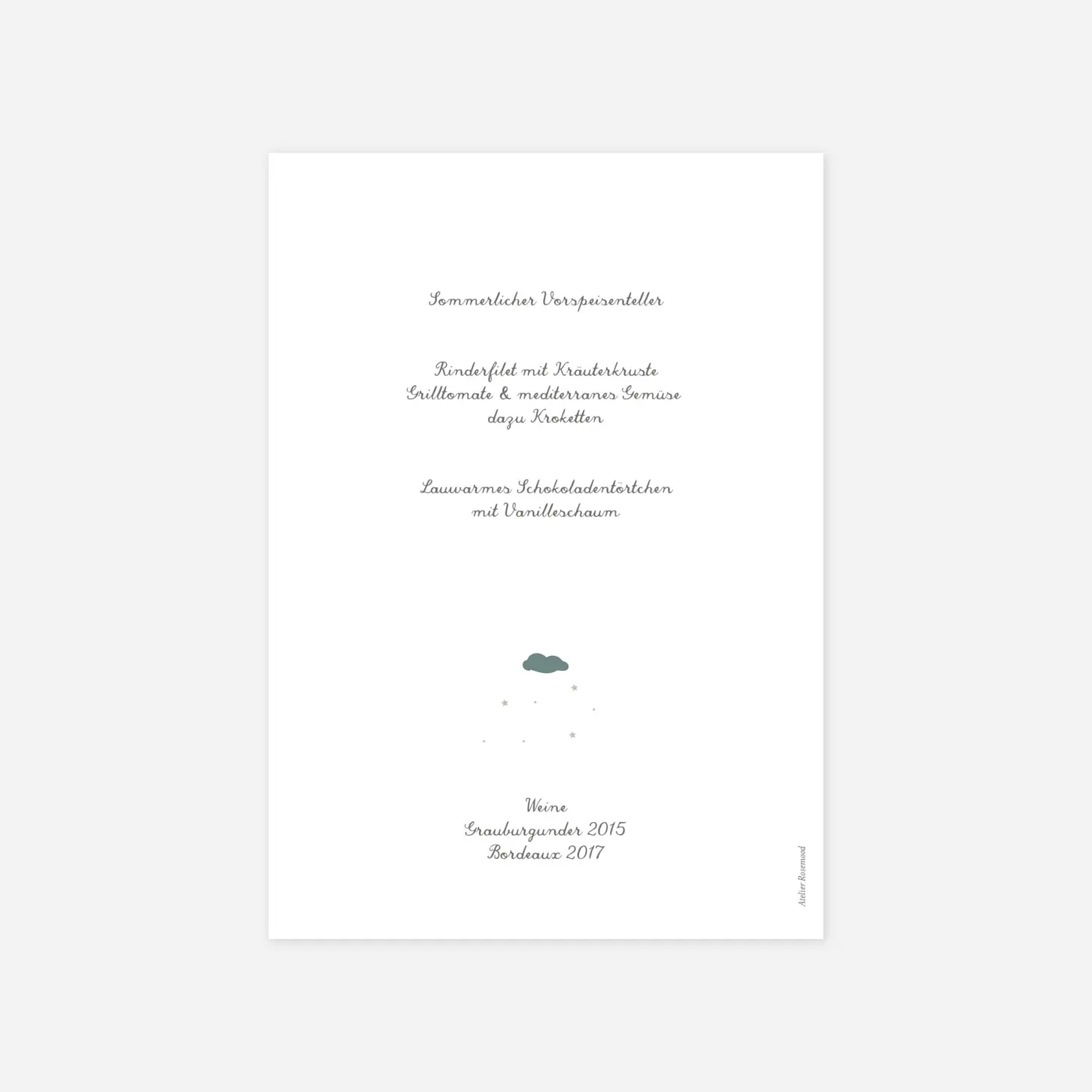 Menükarte Taufe Kirchplatz