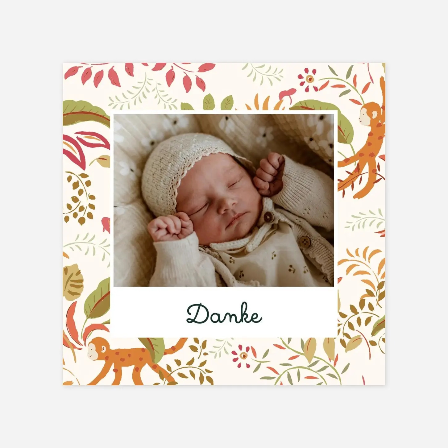 Dankeskarte Geburt Kleines Äffchen