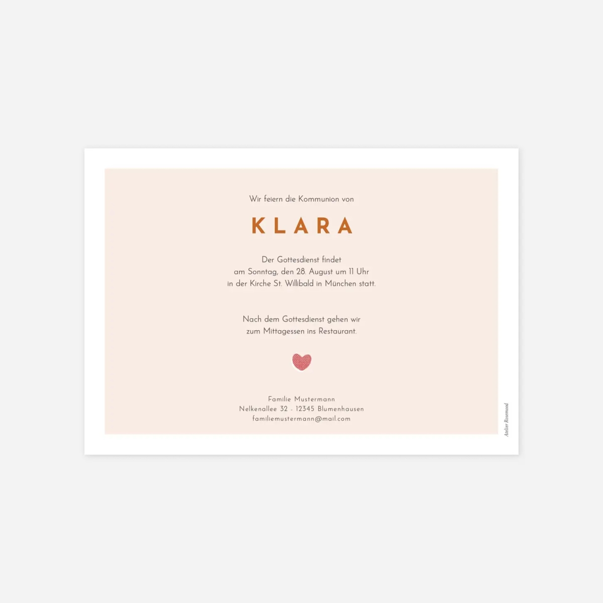 Kommunionseinladung Kleine Kirche