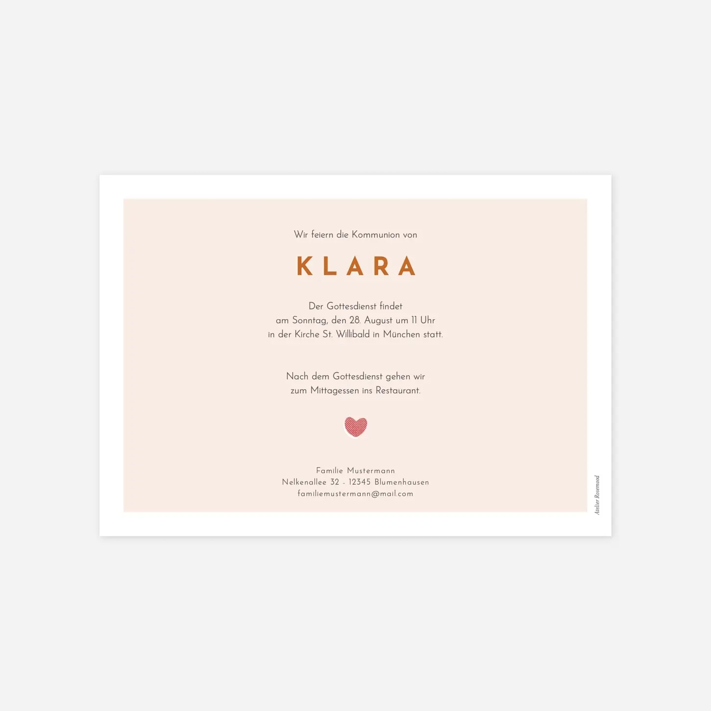 Kommunionseinladung Kleine Kirche