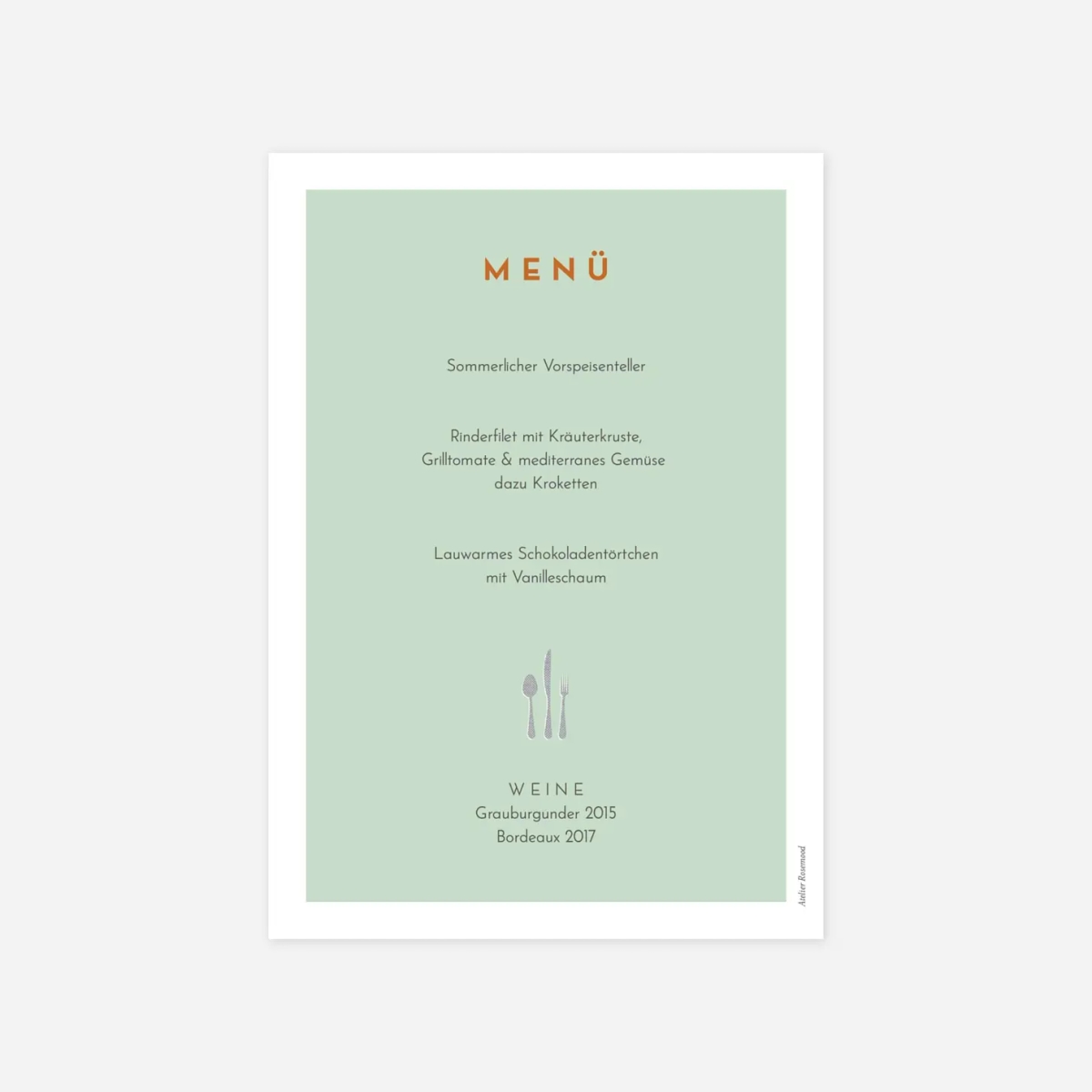 Menükarte Taufe Kleine Kirche