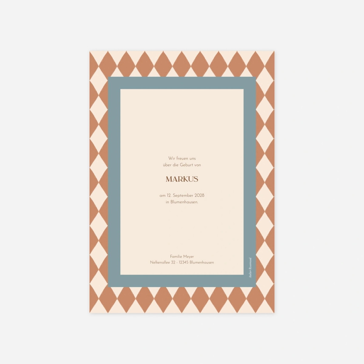 Geburtskarte Kleine Rauten