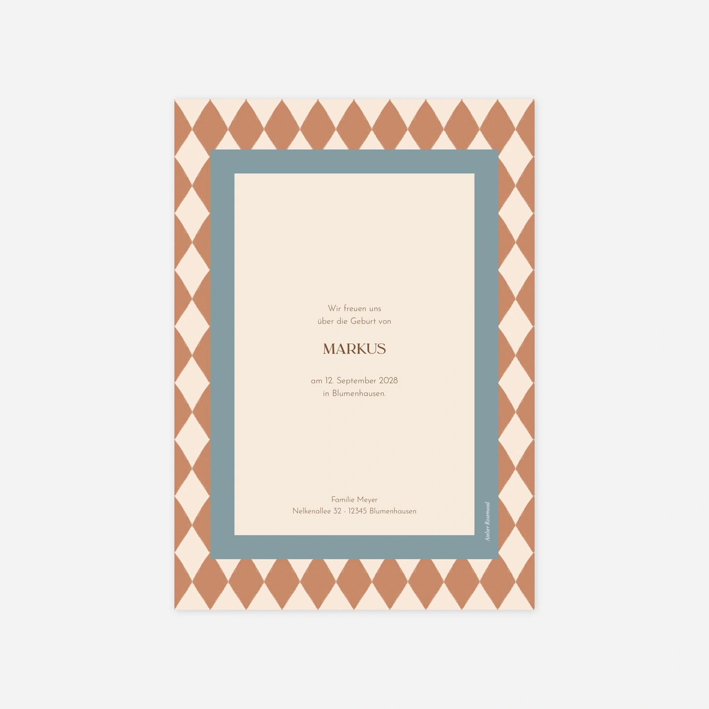 Geburtskarte Kleine Rauten