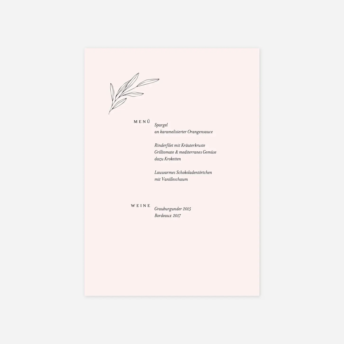 Menükarte Taufe Kleiner Sprössling