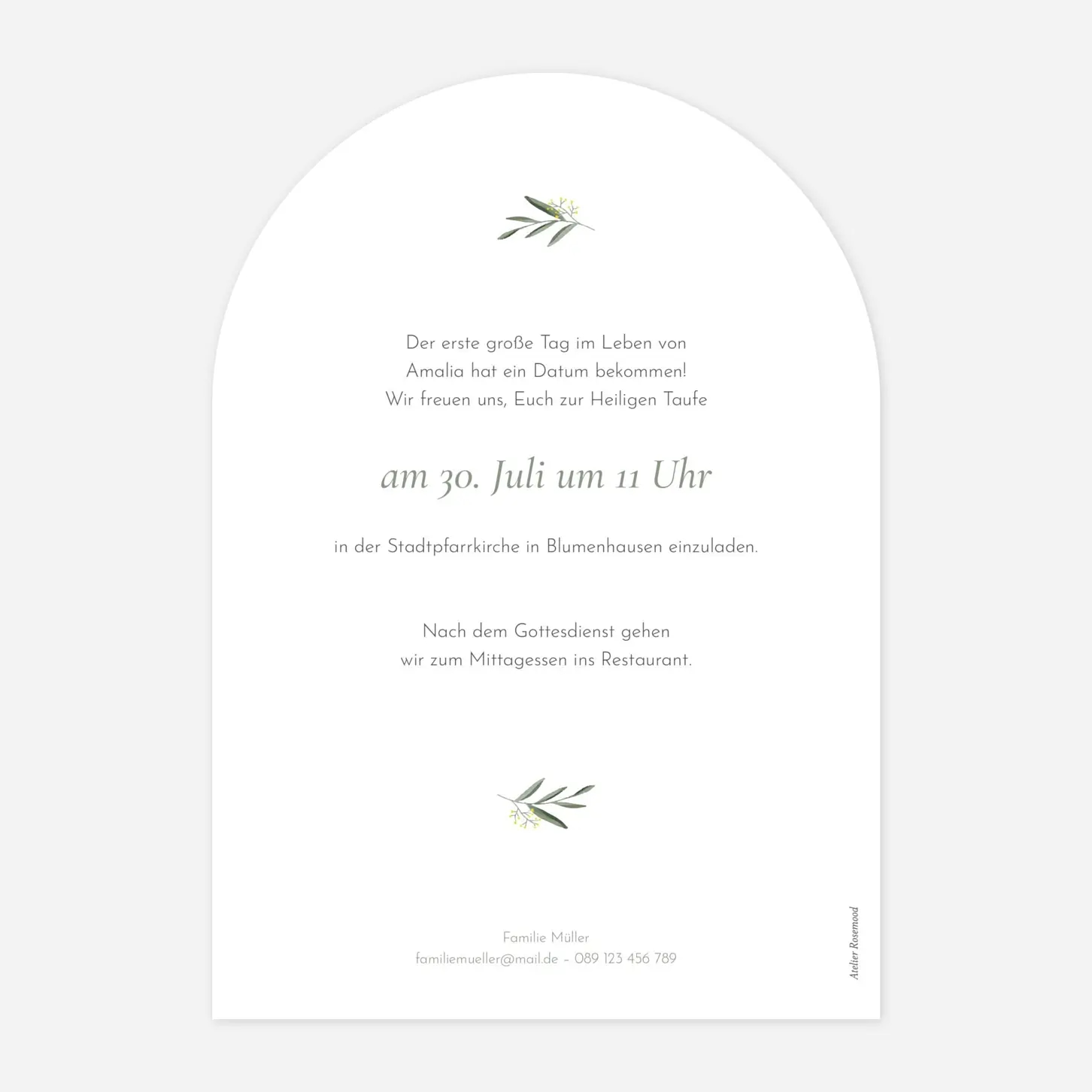 Taufeinladung Kleines Täubchen