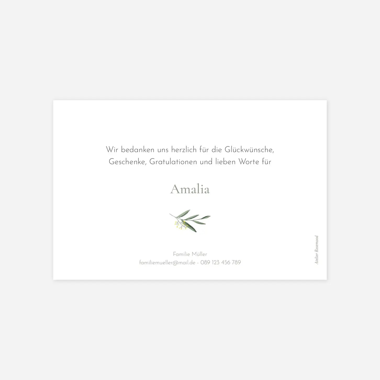 Dankeskarte Geburt Kleines Täubchen