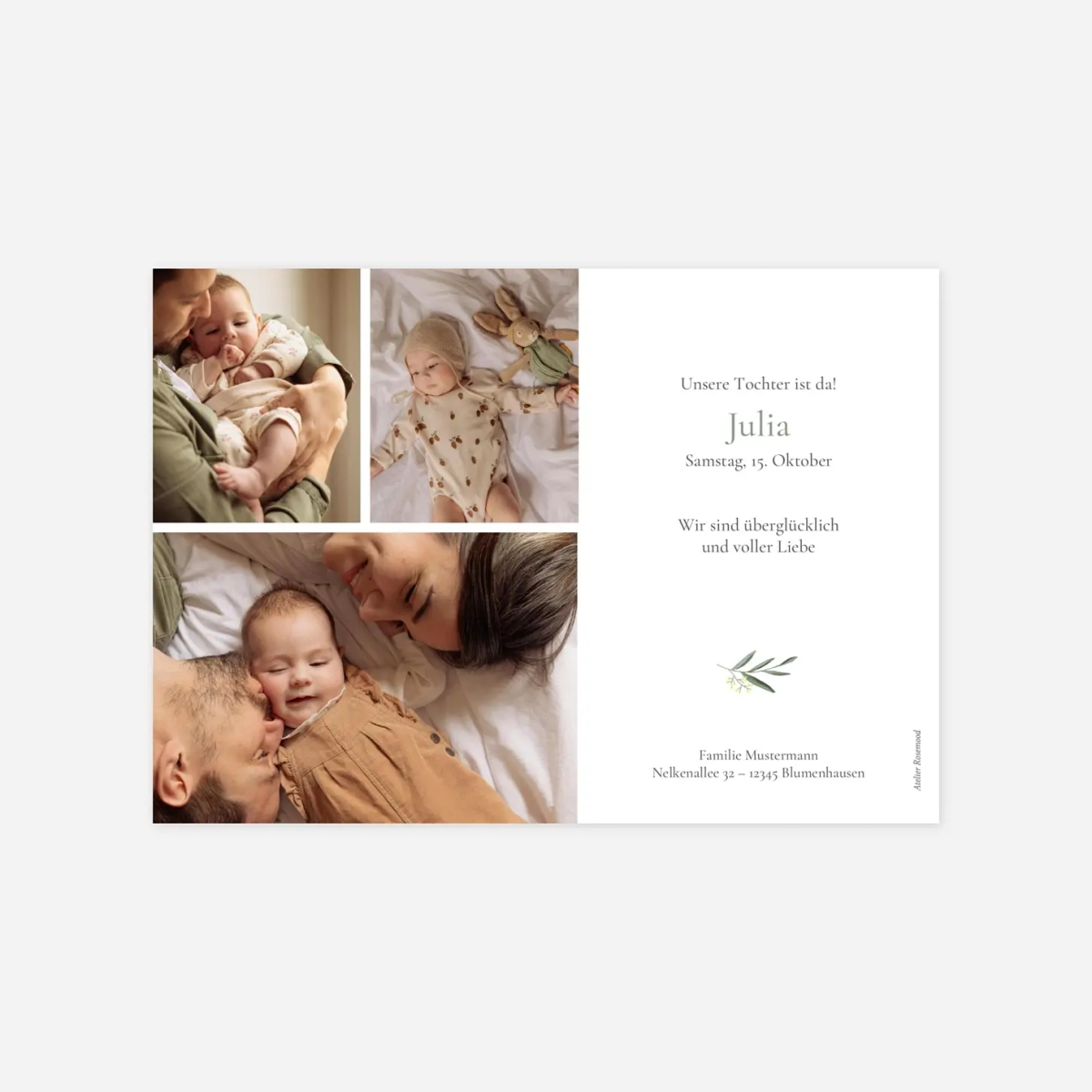 Geburtskarte Kleines Täubchen