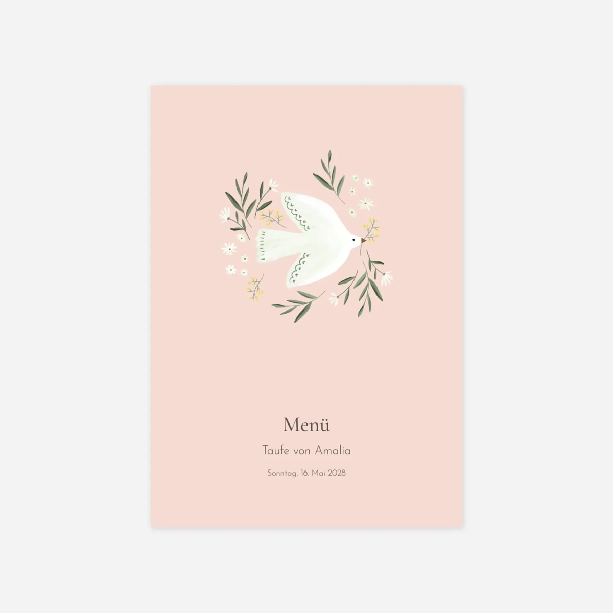 Menükarte Taufe Kleines Täubchen