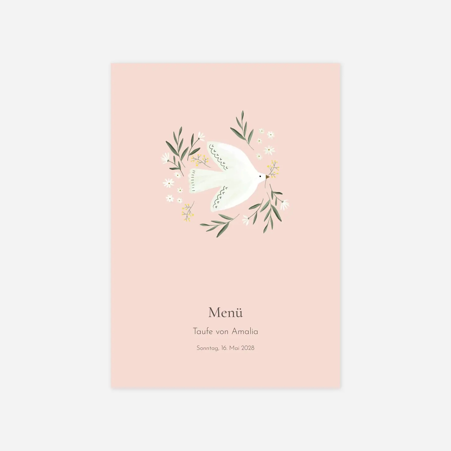 Menükarte Taufe Kleines Täubchen
