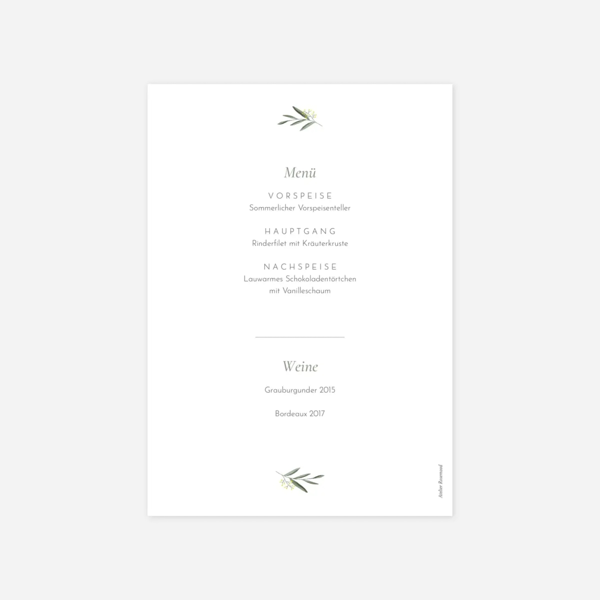 Menükarte Taufe Kleines Täubchen