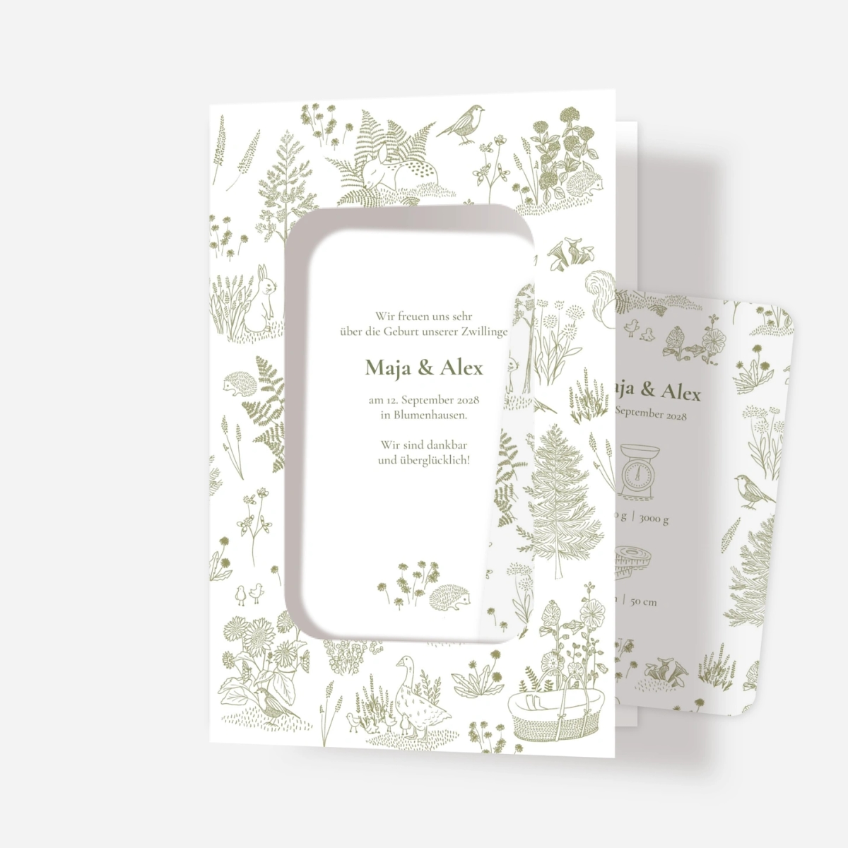 Geburtskarte Kleine Waldfreunde