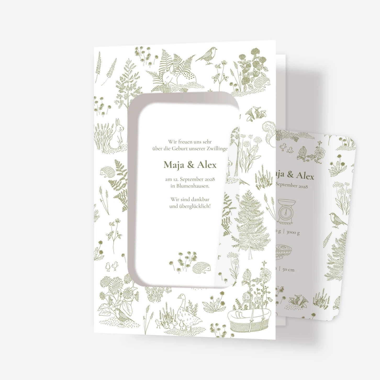 Geburtskarte Kleine Waldfreunde