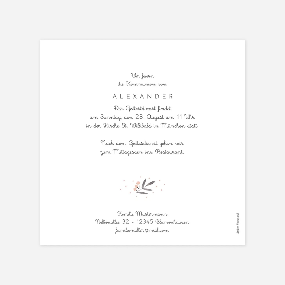 Kommunionseinladung Kleine Zweige