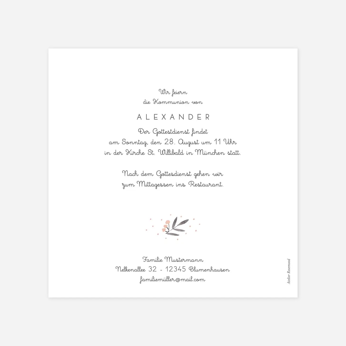 Kommunionseinladung Kleine Zweige
