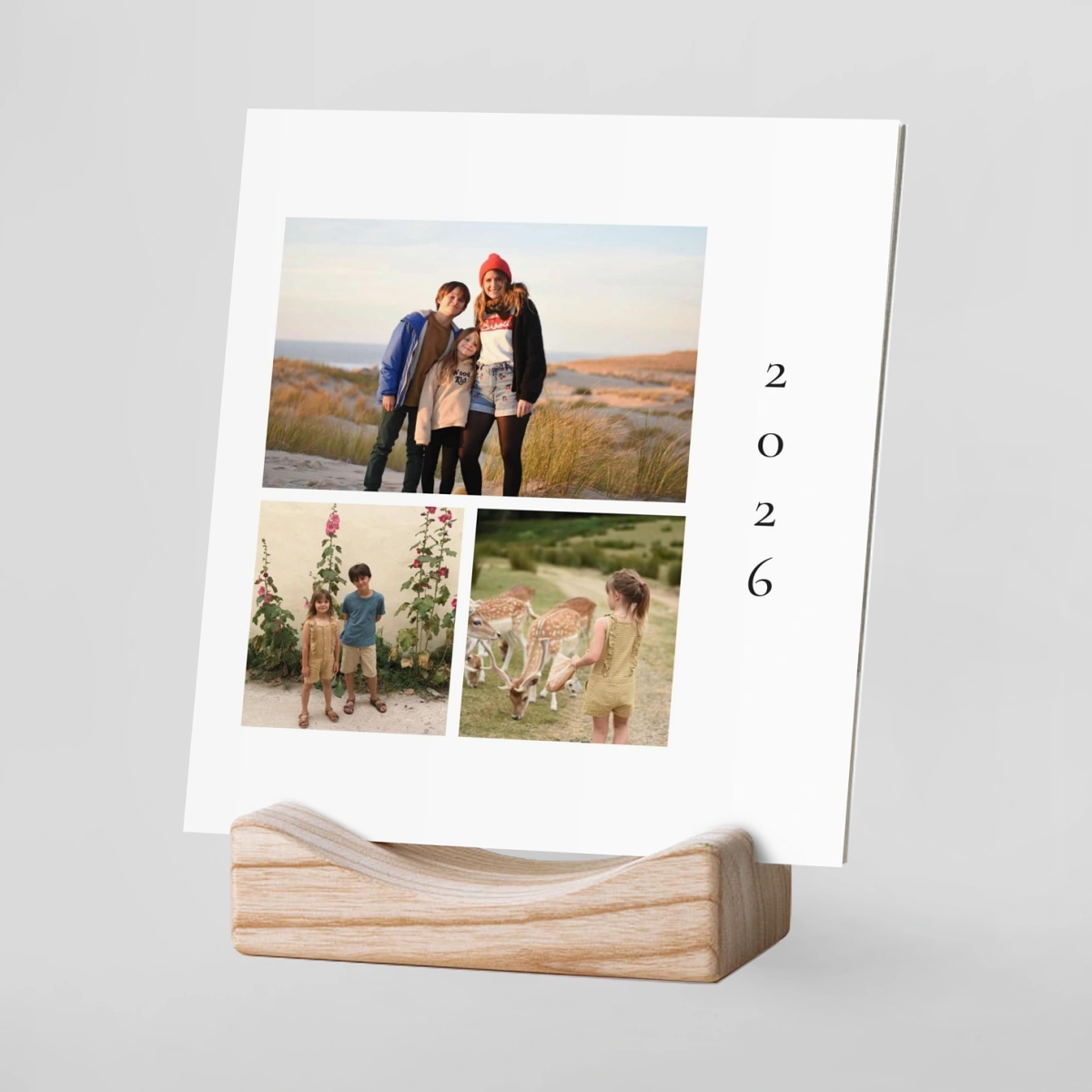 Tischkalender mit Holzfuß Kostbare Momente