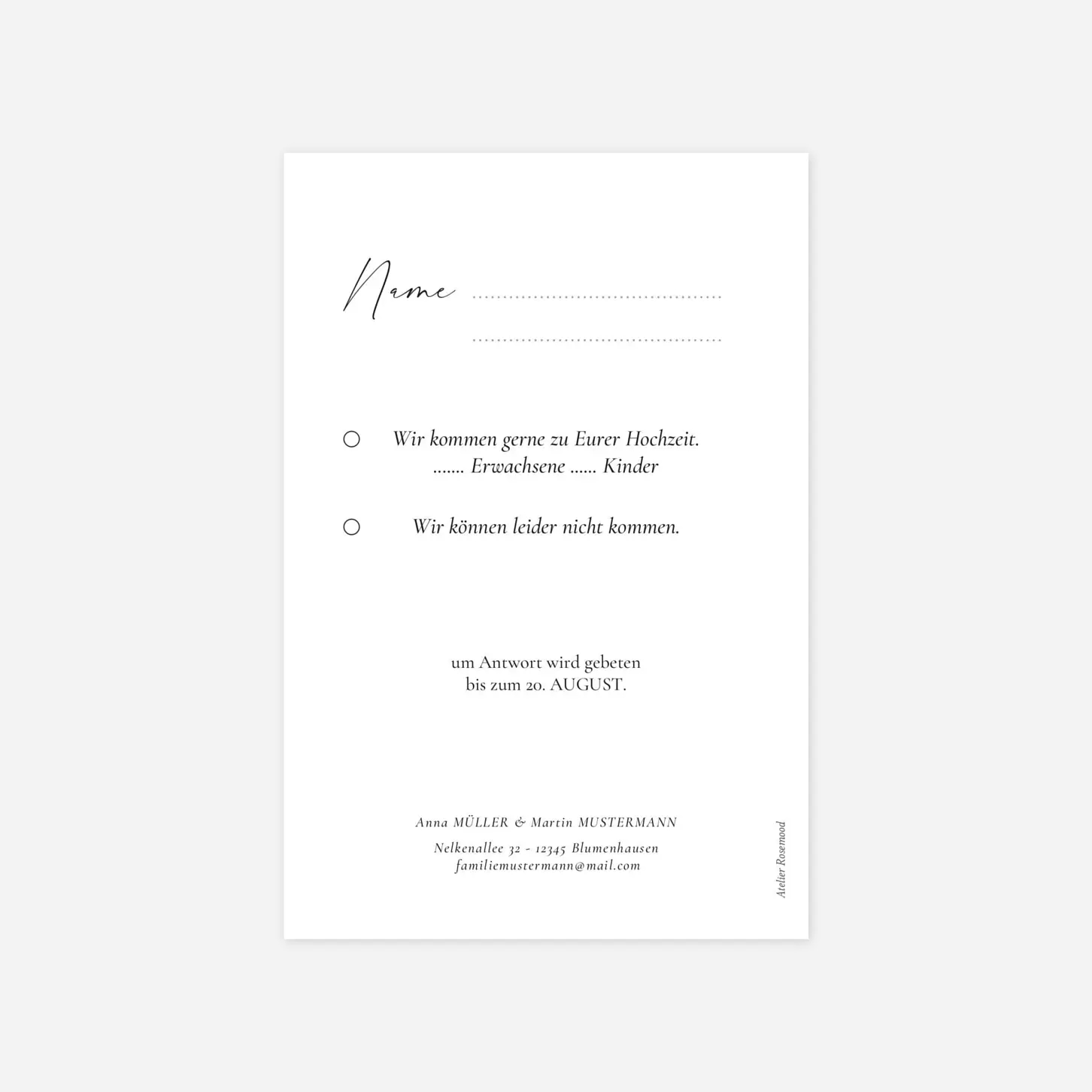 Antwortkarte Hochzeit Kreta