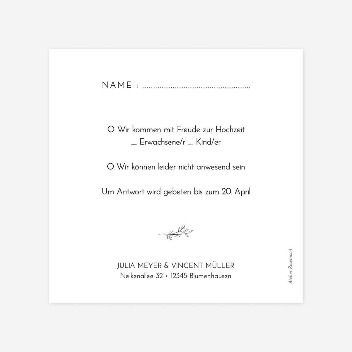 Antwortkarte Hochzeit Landblume (Garten)