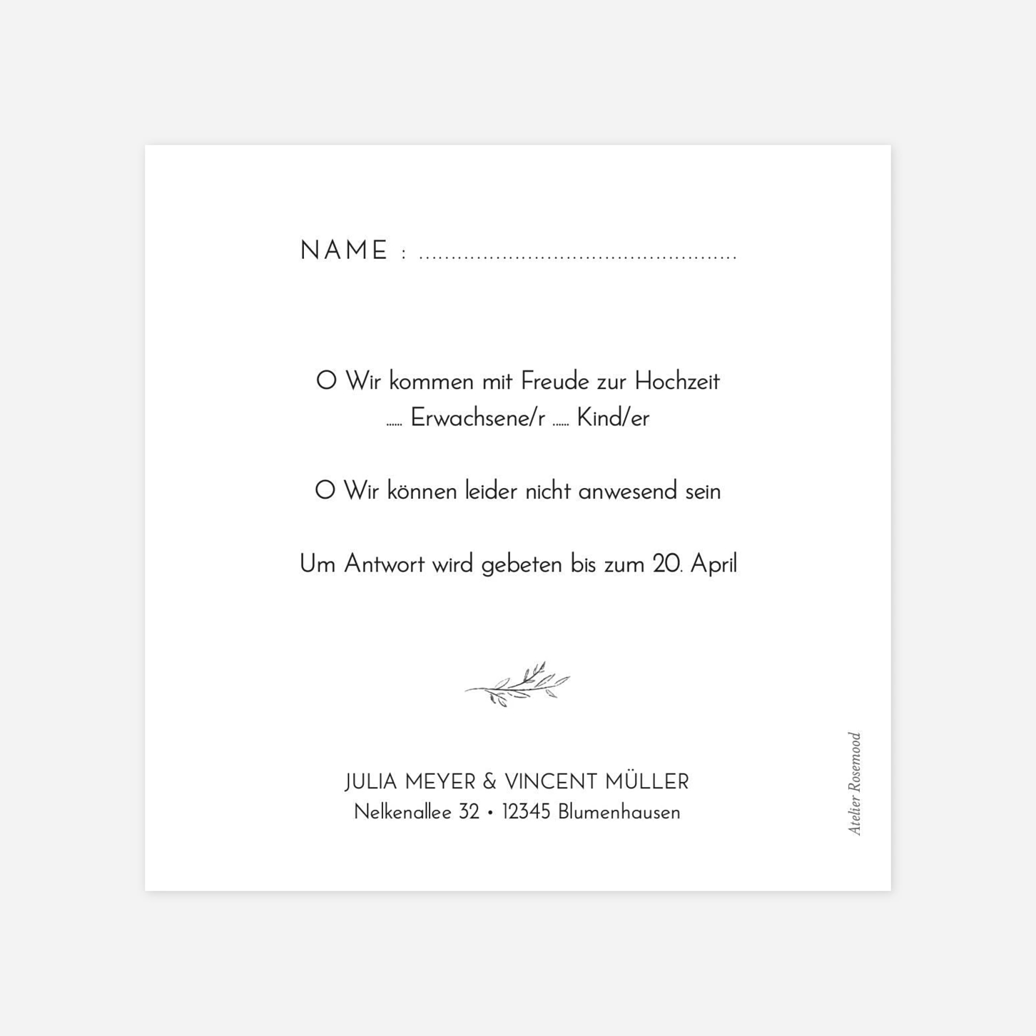 Antwortkarte Hochzeit Landblume (Garten)