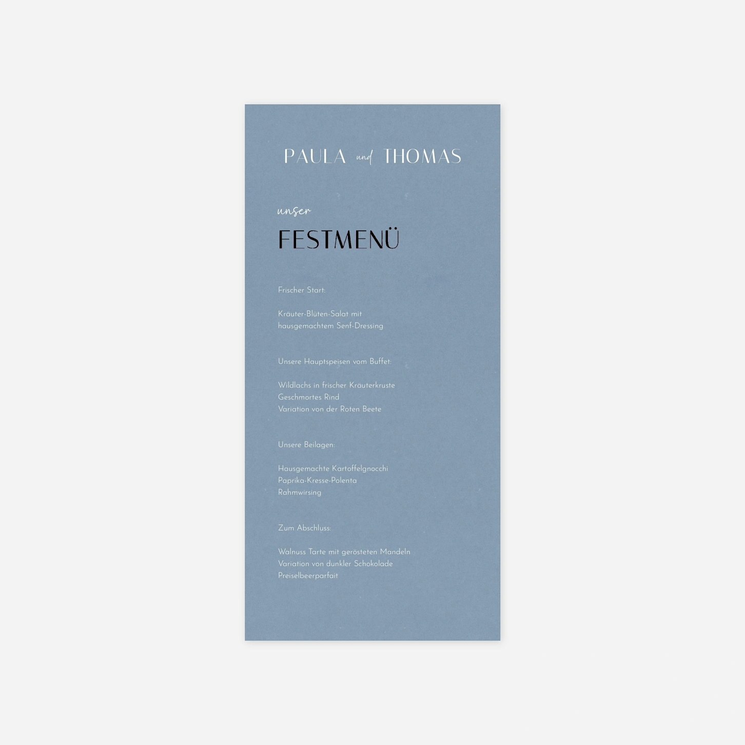 Menükarte Hochzeit Liebesrausch