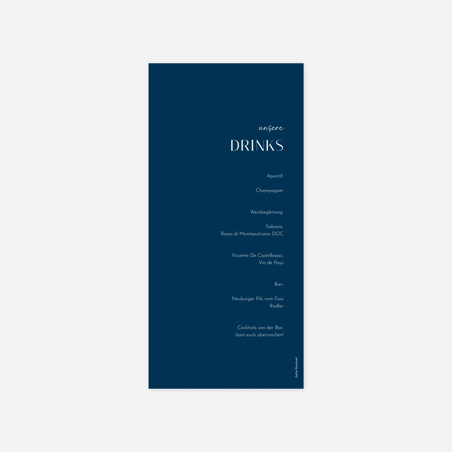 Menükarte Hochzeit Liebesrausch