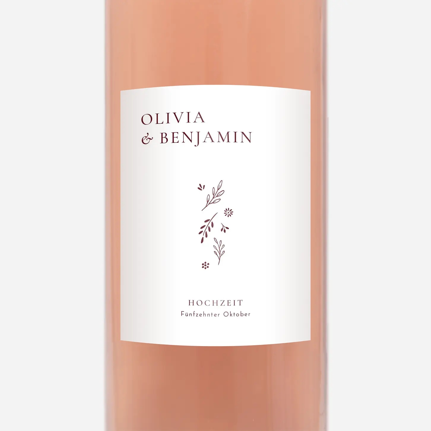 Flaschenetikett Hochzeit Laure de Sagazan Gold