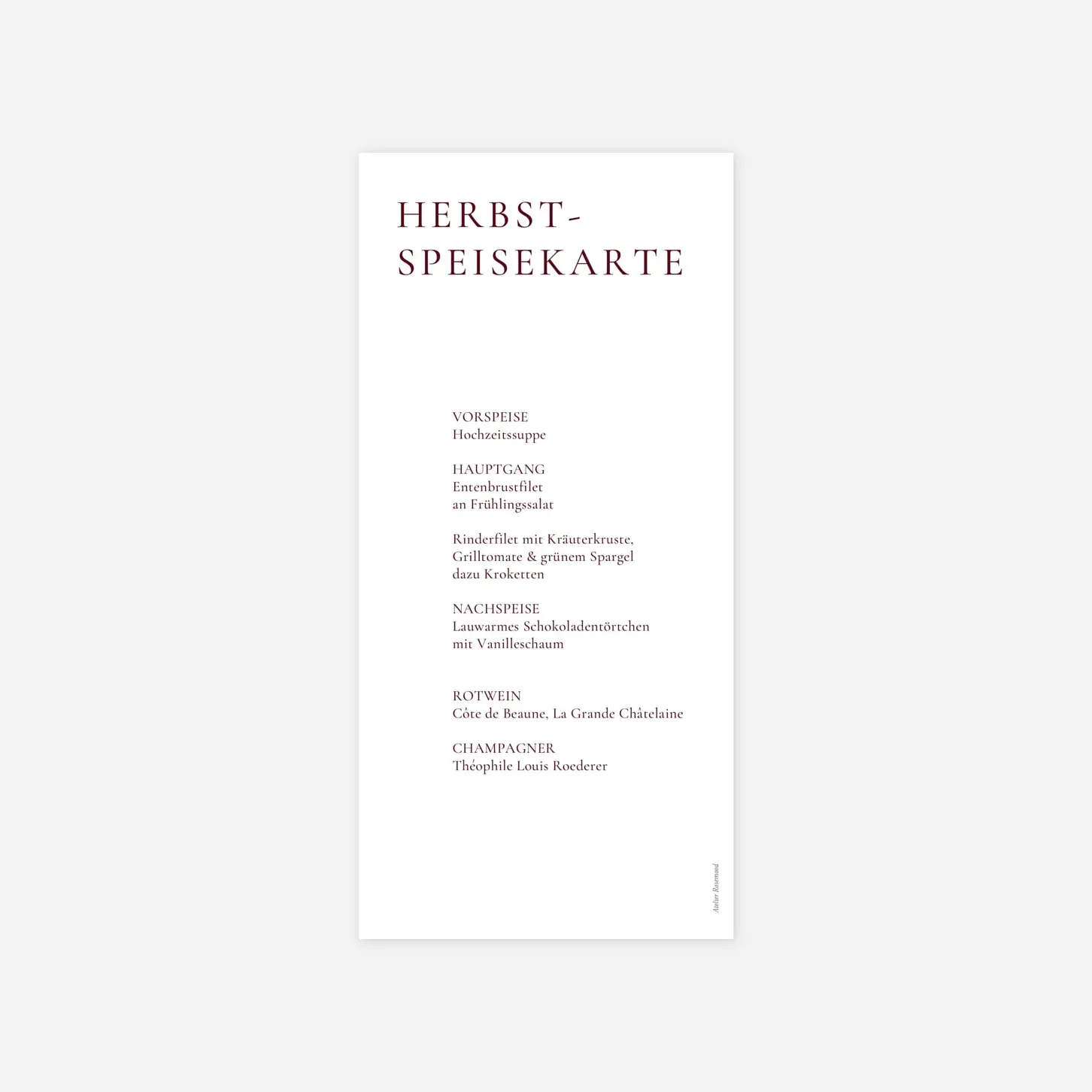 Menükarte Hochzeit Laure de Sagazan Gold