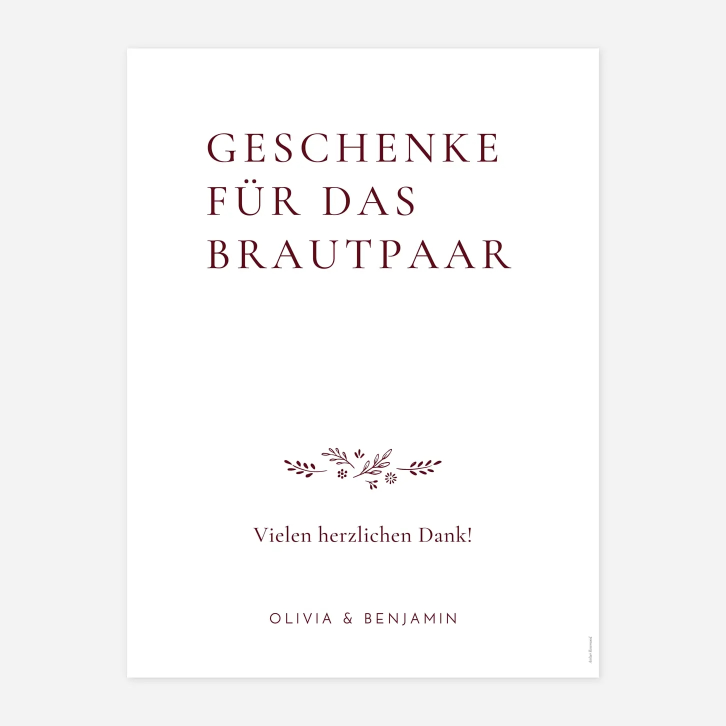 Willkommensschild Laure de Sagazan Gold