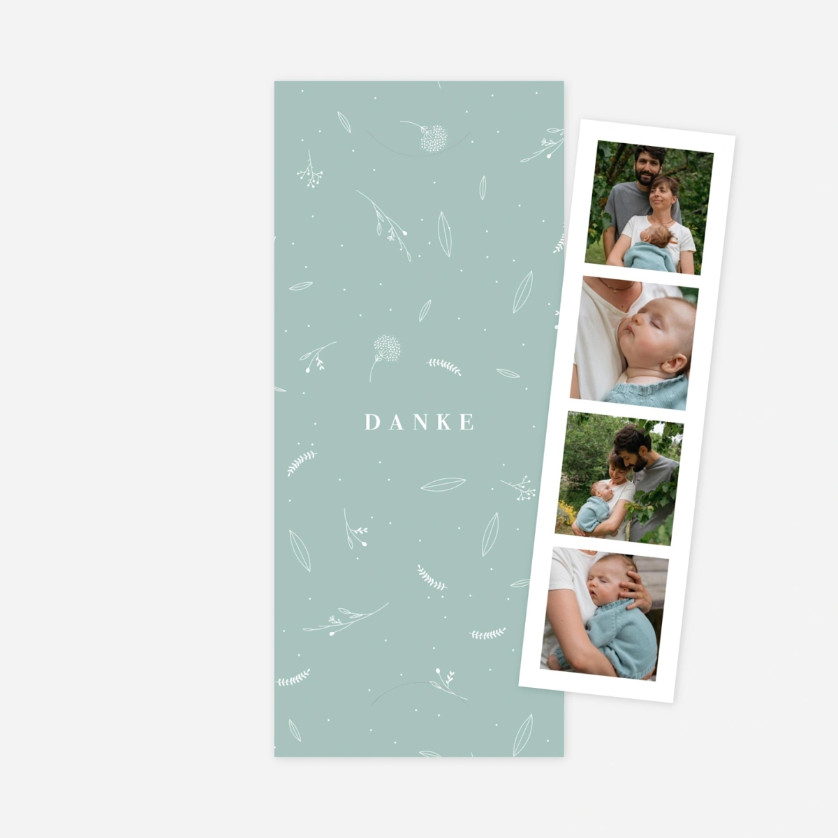 Dankeskarte Geburt Liebliches Blattwerk Bunt