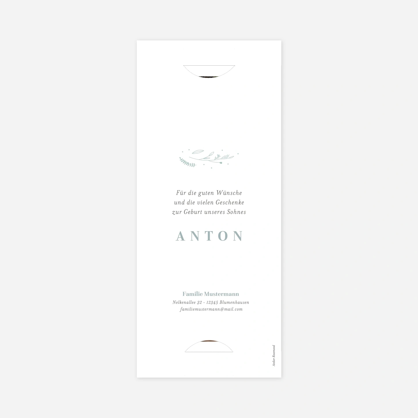 Dankeskarte Geburt Liebliches Blattwerk Bunt