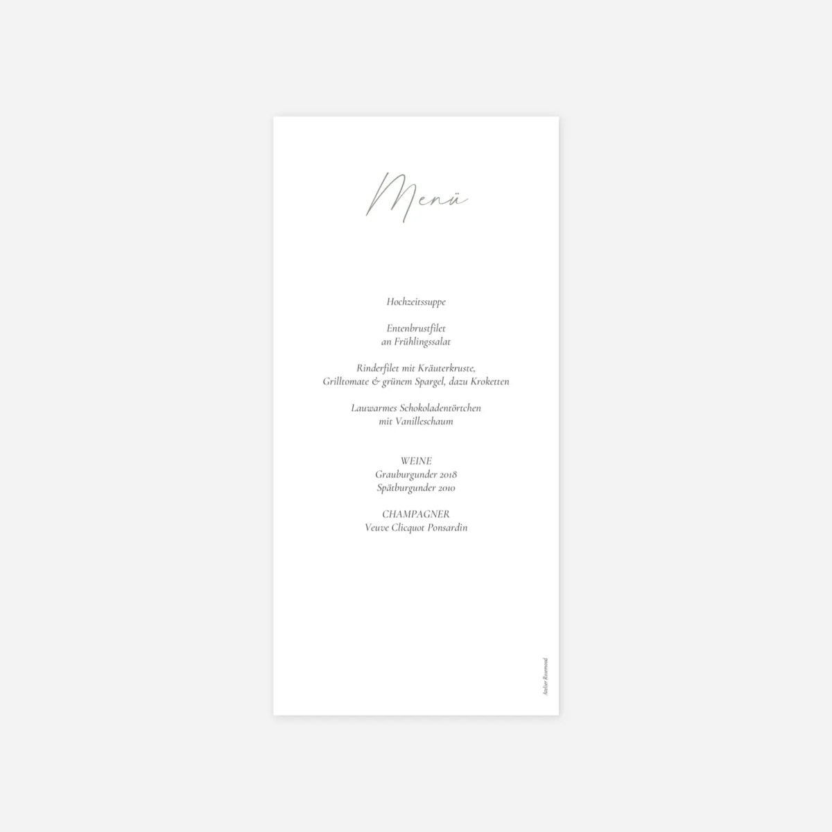 Menükarte Hochzeit Liebeserklärung