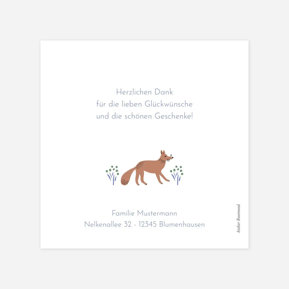 Dankeskarte Geburt Liberty Fuchs