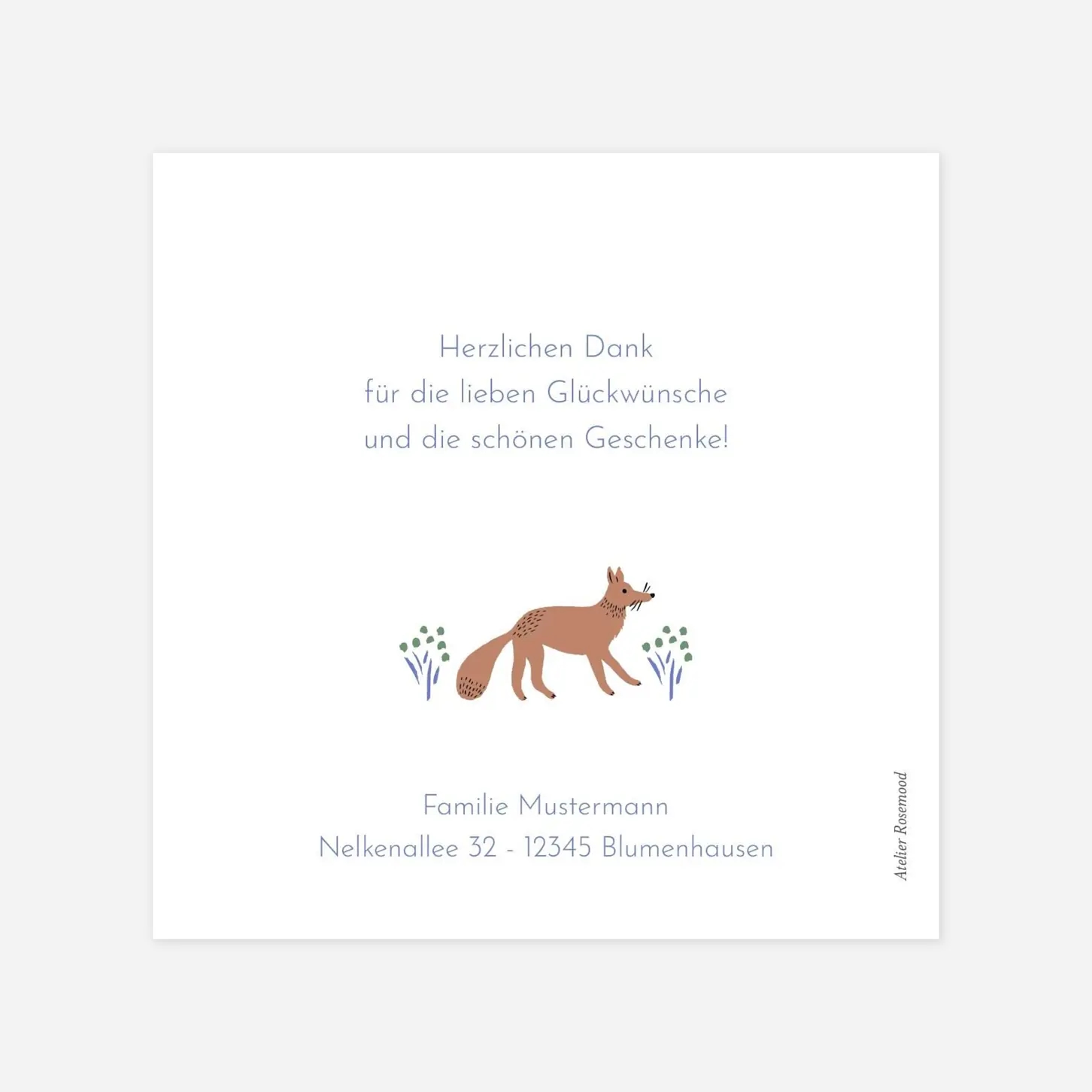Dankeskarte Geburt Liberty Fuchs