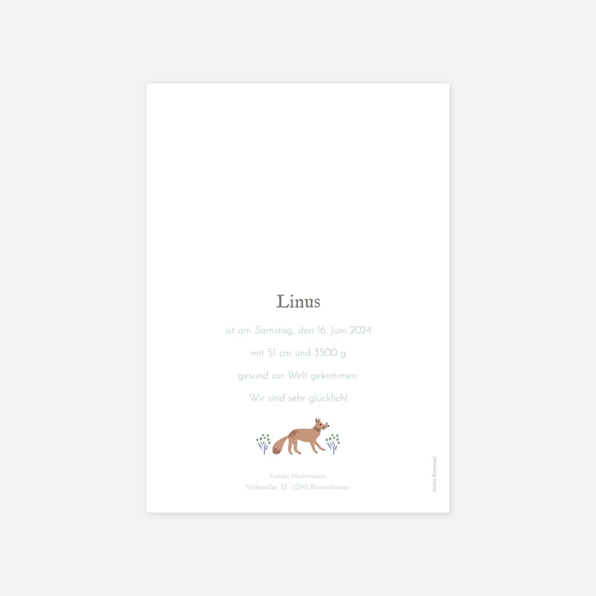 Geburtskarte Liberty Fuchs