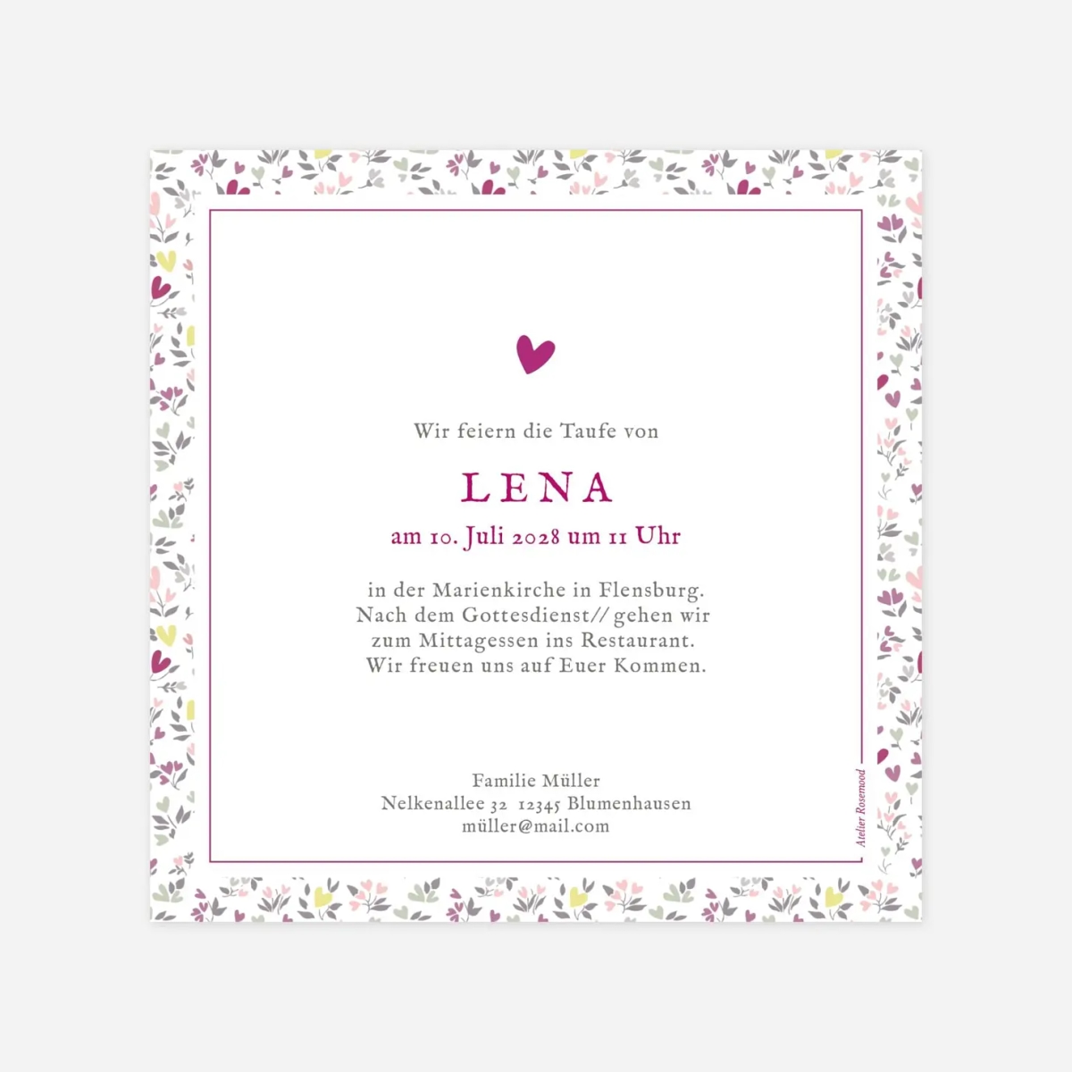 Taufeinladung Liberty Herz