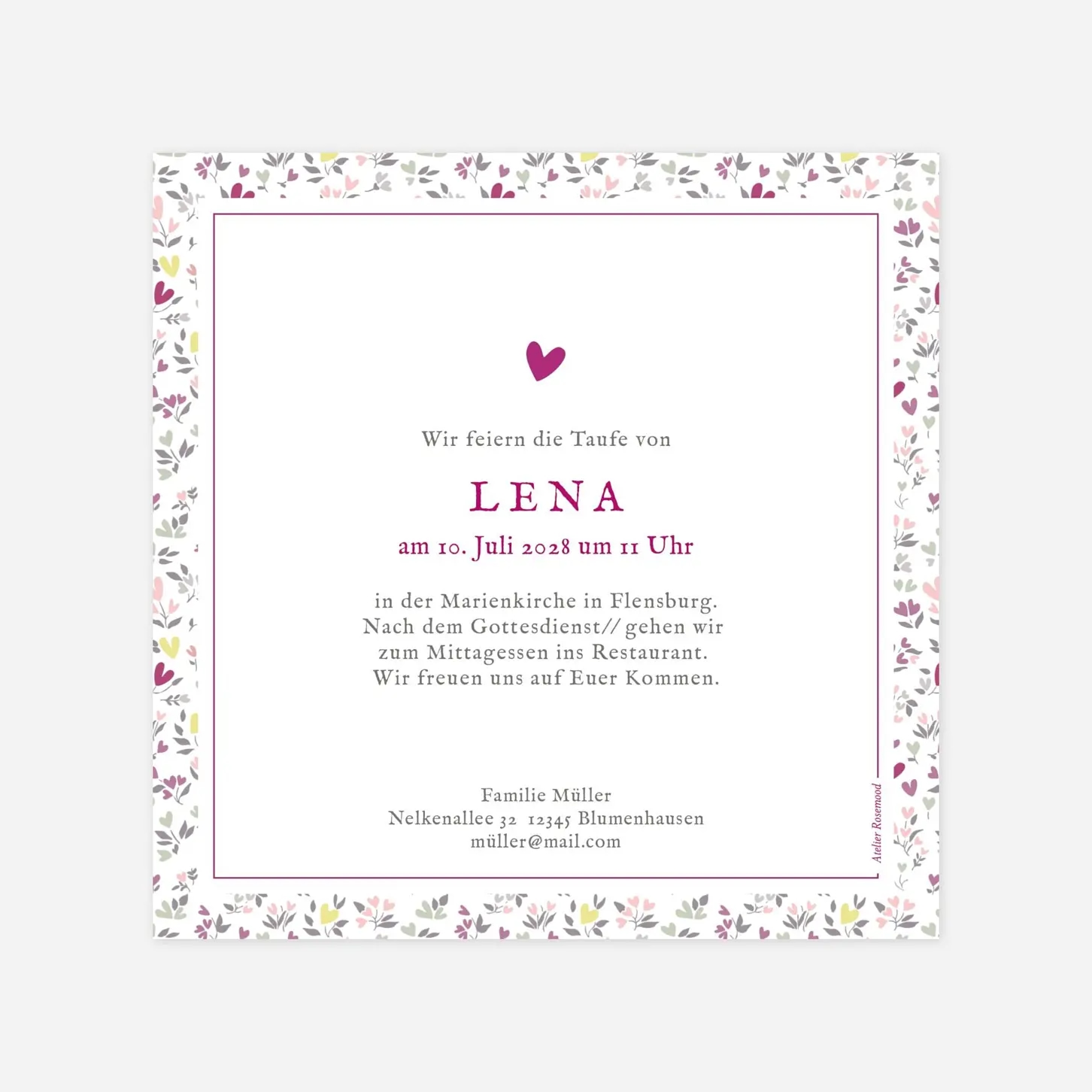 Taufeinladung Liberty Herz