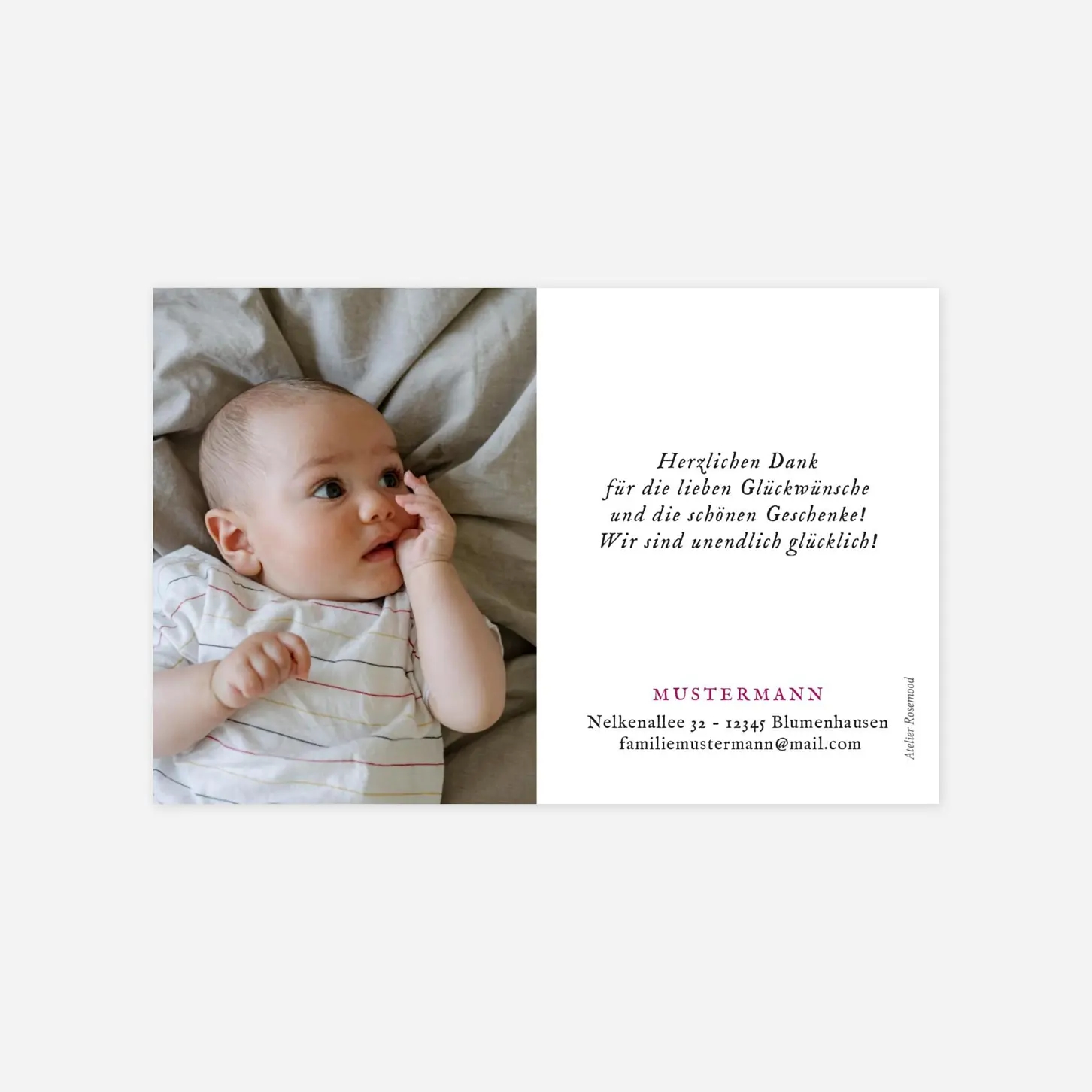 Dankeskarte Geburt Liberty Herz