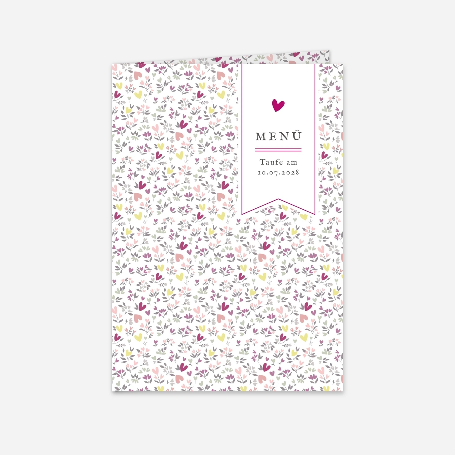 Menükarte Taufe Liberty Herz